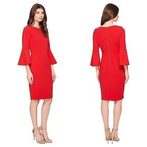 Calvin Klein Red Long Sleeve Dress Size 2 NWOT